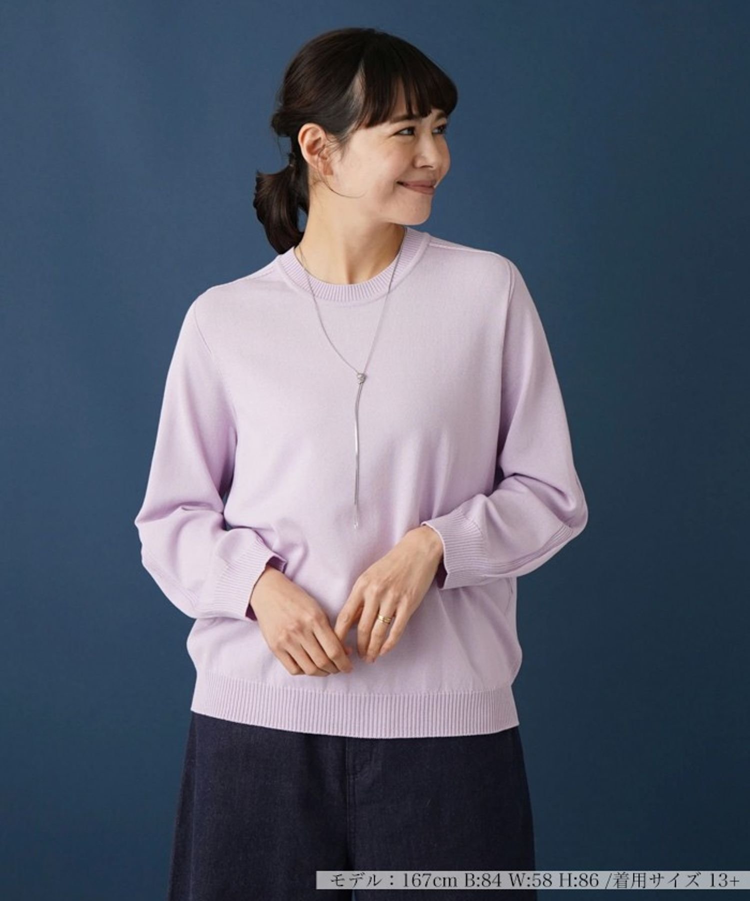 【SALE／18%OFF】Leilian PLUS HOUSE 【洗える】洗えるプルオーバーニット レリアン　プラスハウス トップス ニット パープル【送料無料】