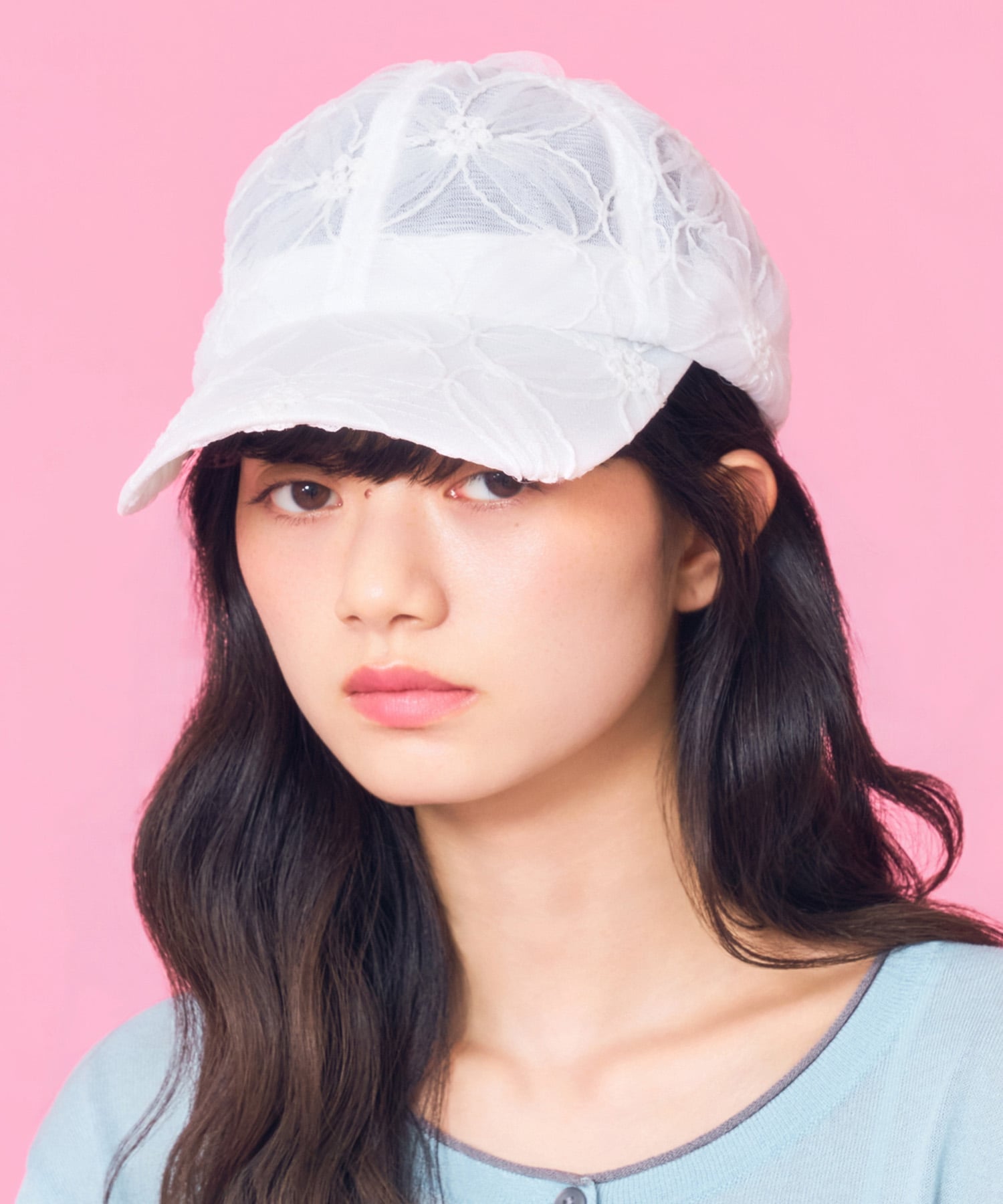 Casselini(キャセリーニ)フラワーレースキャップ キャセリーニ 帽子 キャップ ホワイト ブラック