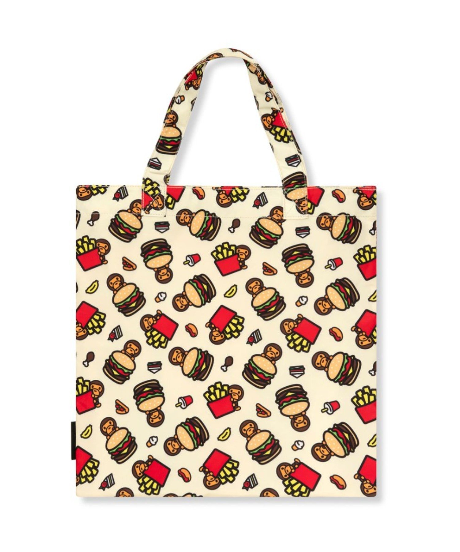 A BATHING APE BABY MILO PLUSH DOLL BURGER TOTE BAG ア ベイシング エイプ バッグ トートバッグ ホワイト【送料無料】