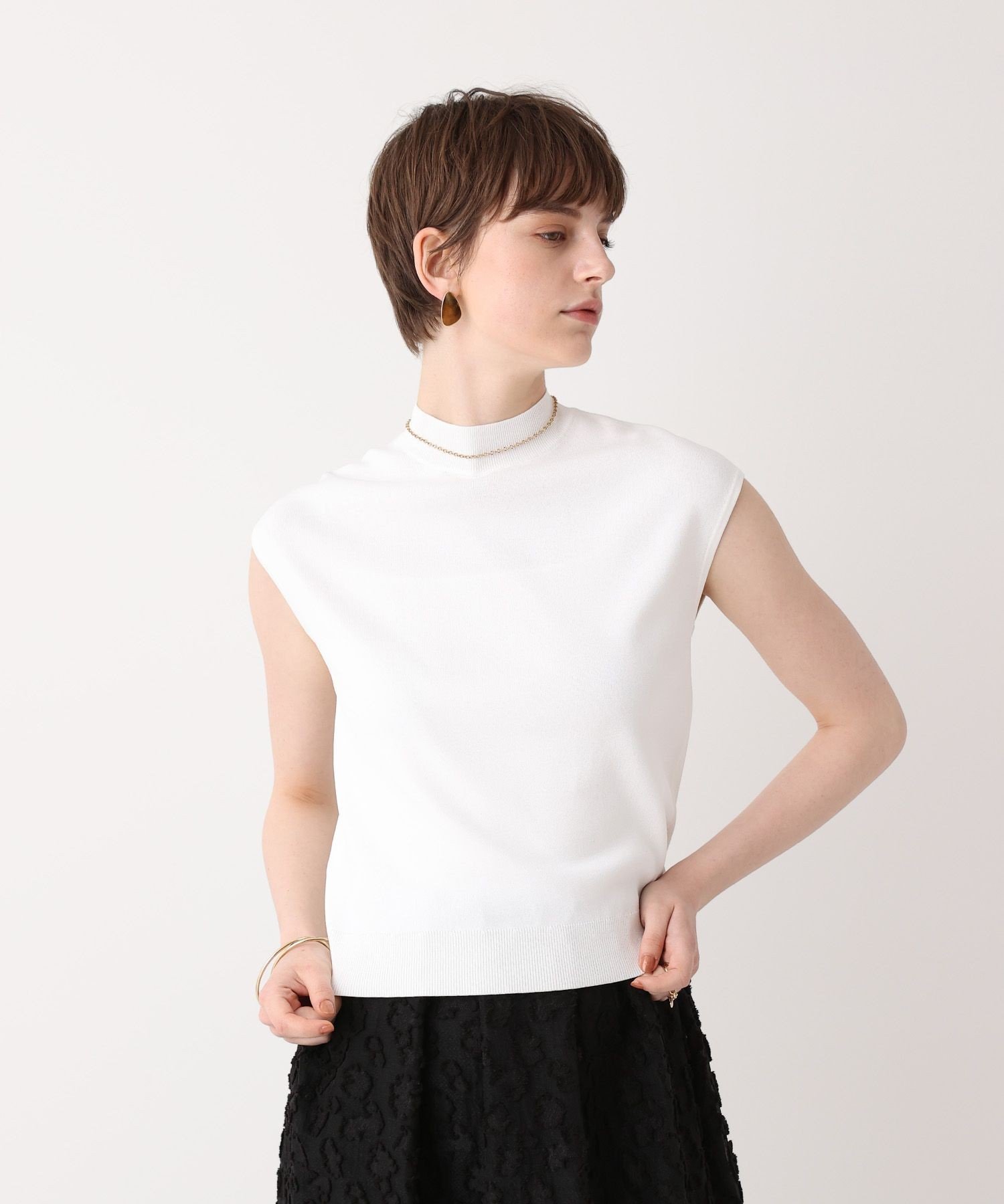 allureville ソウバリモックネックフレンチスリーブプルオーバー アルアバイル トップス ニット グリーン ブラウン ブラック ホワイト ベージュ【送料無料】