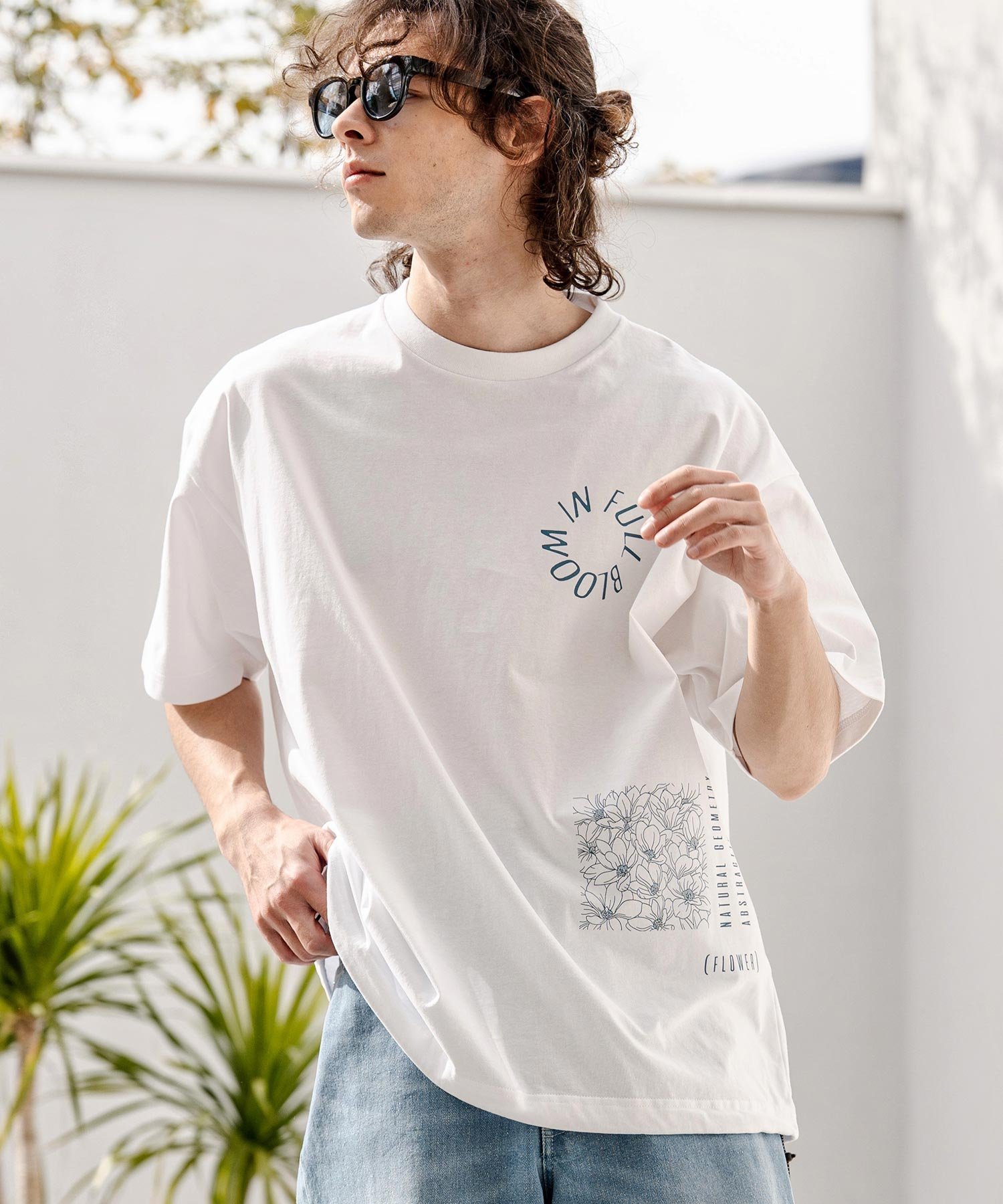 CAMBIO mt10333-裾ドローコード付きプリントTシャツ(IN FULL BLOOM) カンビオ トップス カットソー・Tシャツ ブラック ホワイト【送料無料】