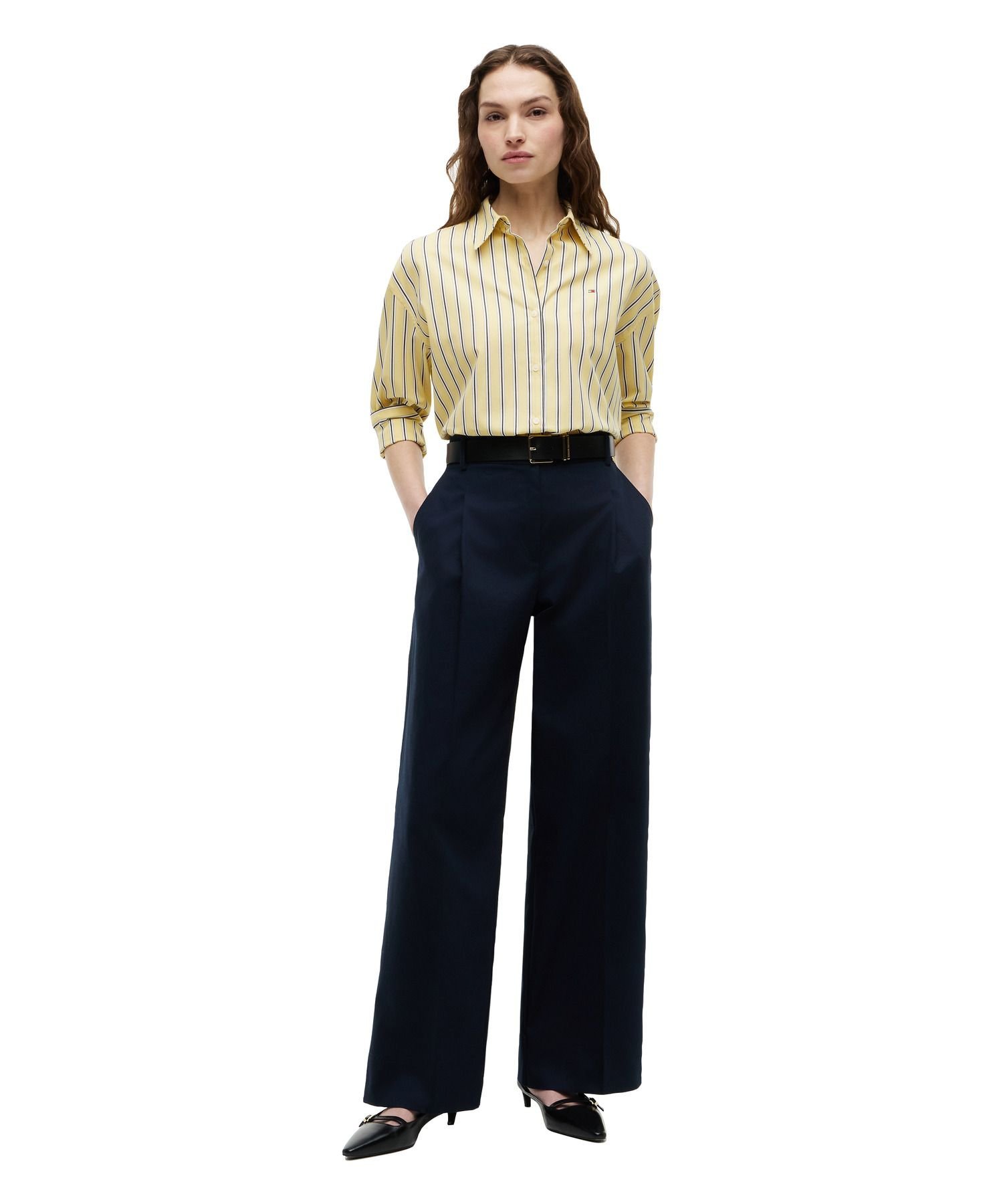 【公式】サマーポプリン長袖ボクシーシャツ26SS トミーヒルフィガー トップス シャツ・ブラウス イエロー