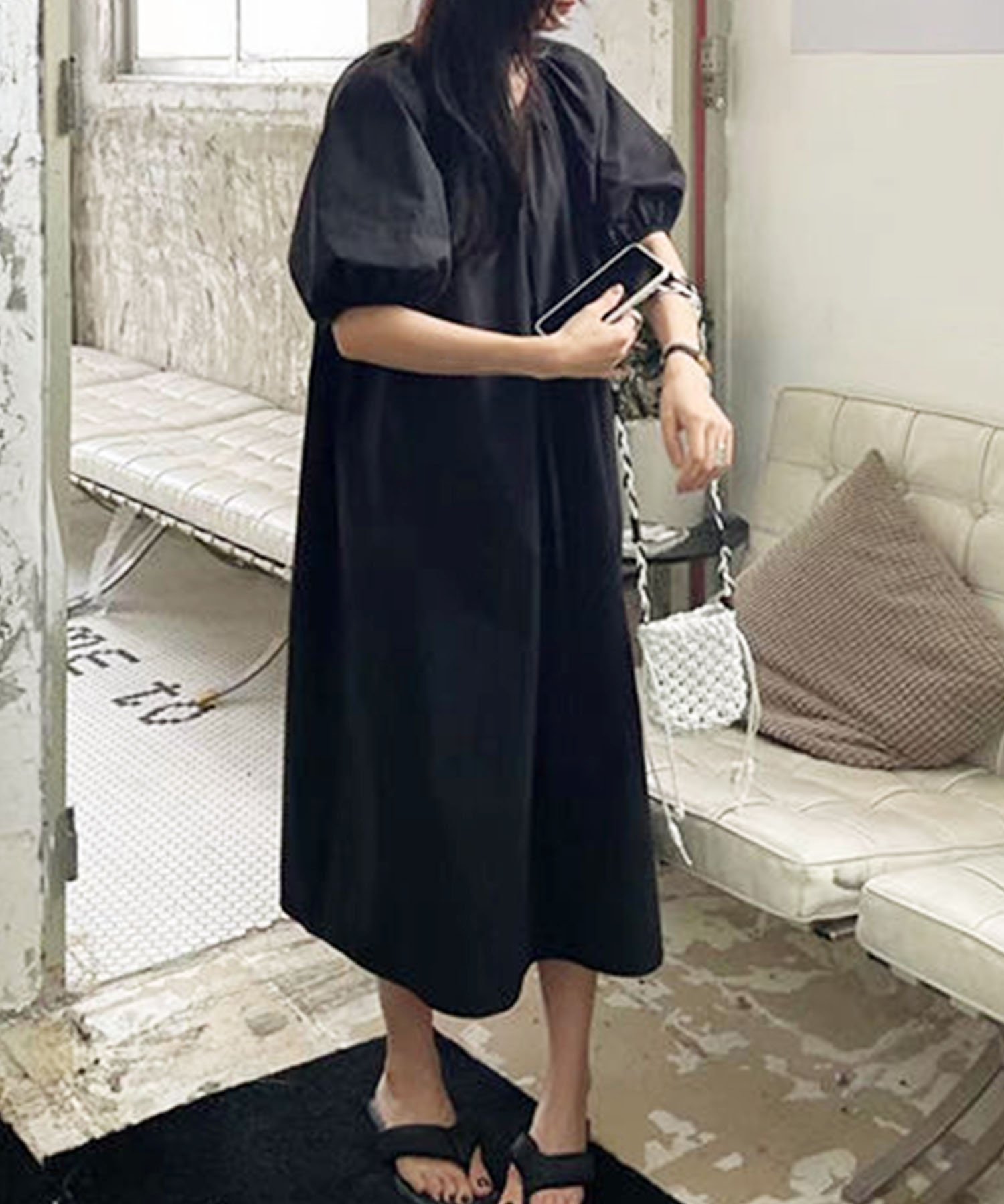 【SALE／27%OFF】Dewlily 【Dewlily】ラウンドネックワンピース アミュレット ワンピース・ドレス ワンピース ブラック グリーン
