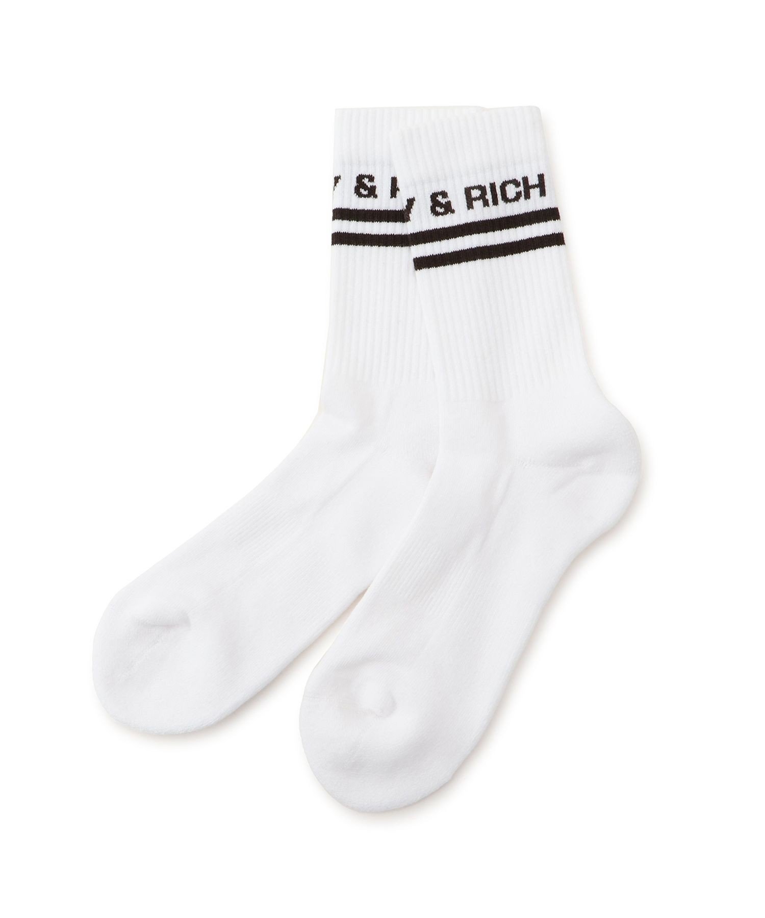 ADAM ET ROPE' FEMME 【Sporty&Rich(スポーティー アンド リッチ)】Bold Logo Socks アダムエロペ 靴下・レッグウェア 靴下 ホワイト【送料無料】