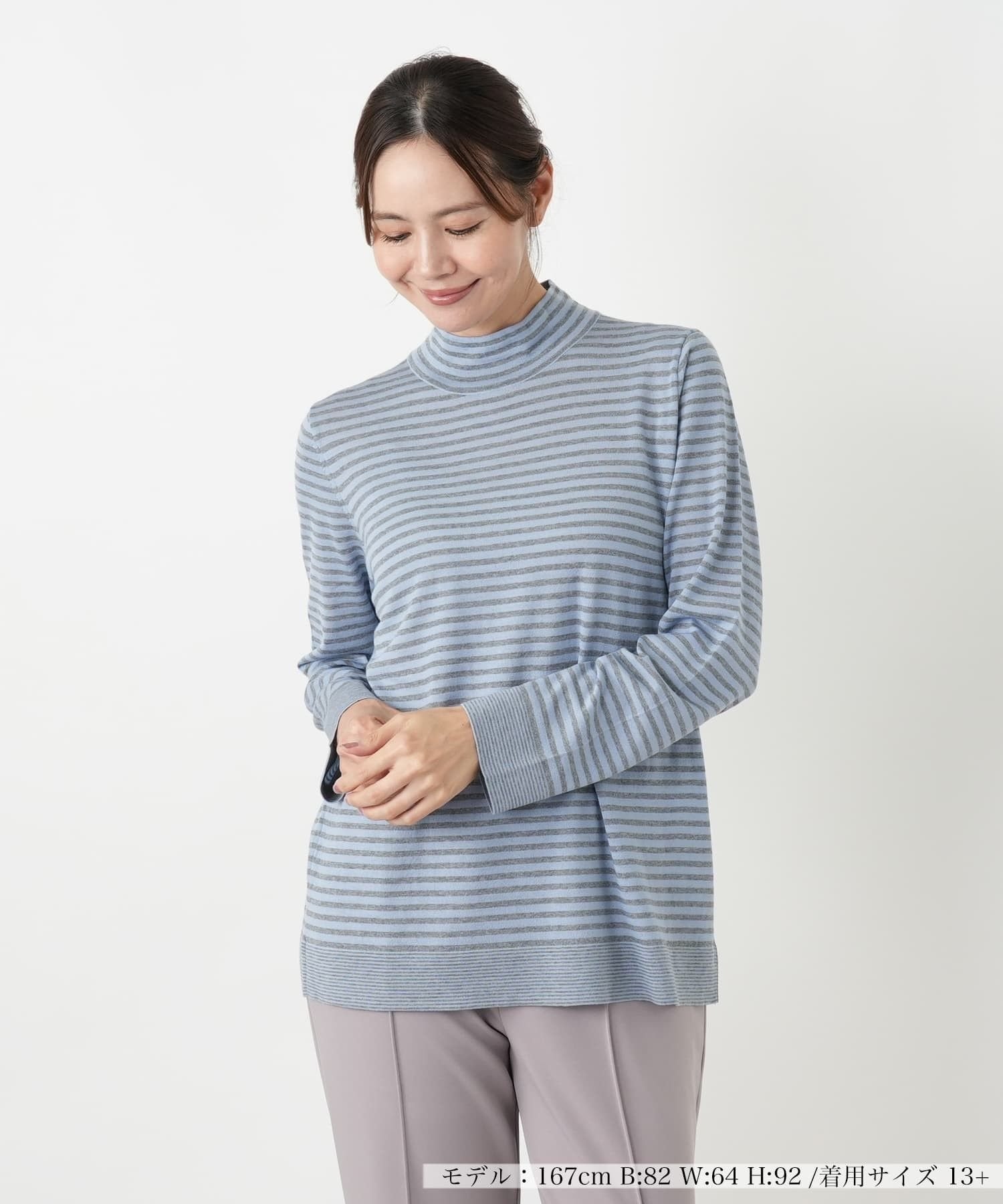 【SALE／19%OFF】Leilian PLUS HOUSE ニット レリアン　プラスハウス トップス ニット ネイビー ピンク【送料無料】