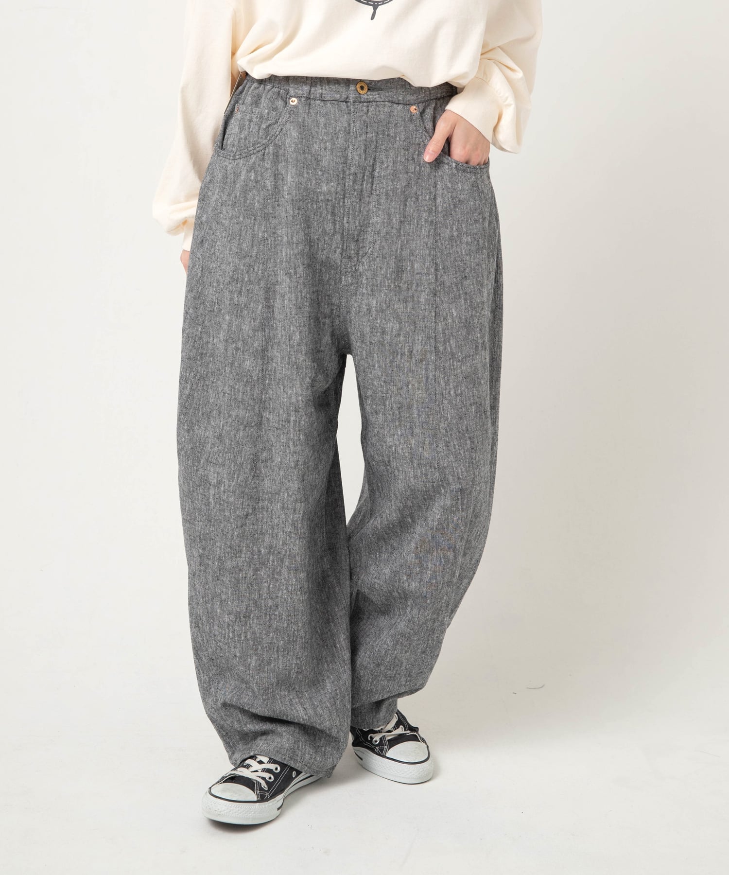 URCH RNA R4418 コックさんのレーヨンリネン5ポケパンツ アールエヌエーエヌ パンツ その他のパンツ ブラック ベージュ グリーン