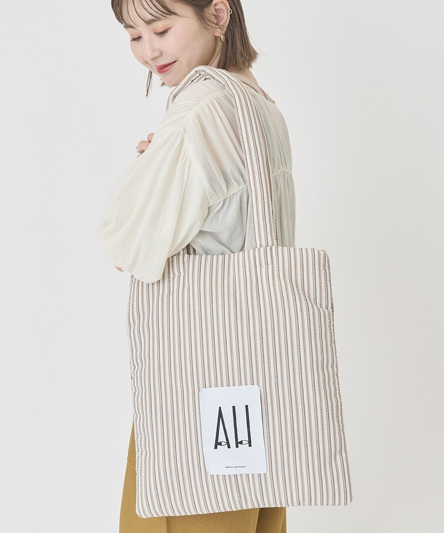 AMERICAN HOLIC パテッドホリホリトートバッグ2 アメリカンホリック バッグ トートバッグ ブルー ブラック ベージュ