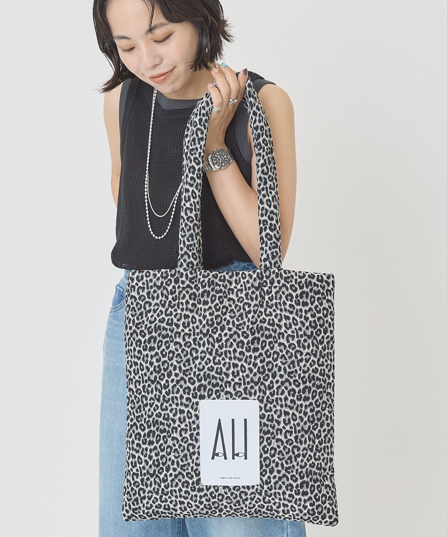 AMERICAN HOLIC パテッドホリホリトートバッグ2 アメリカンホリック バッグ トートバッグ ブルー ブラック ベージュ