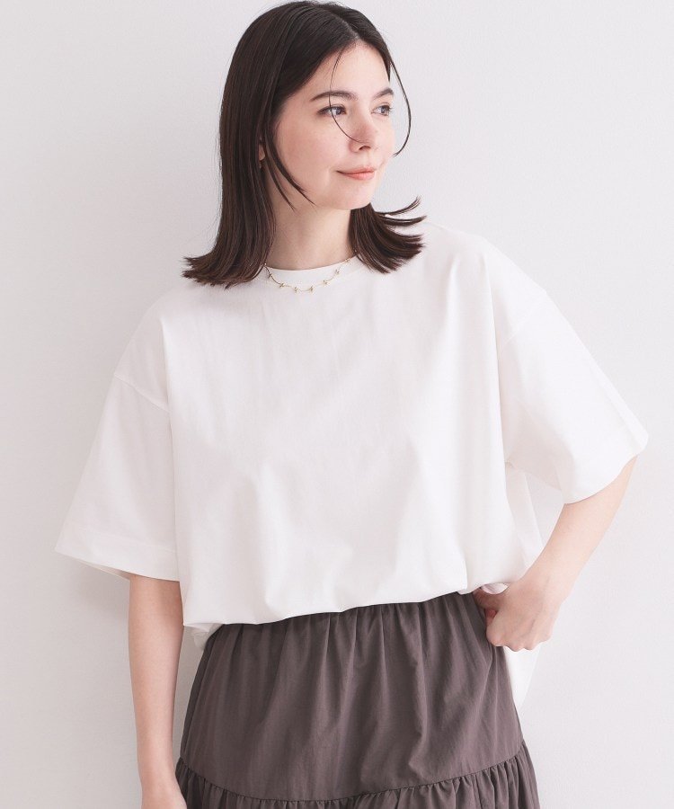 OPAQUE.CLIP 【接触冷感】リラクシーカットソー《洗濯機OK》 オペークドットクリップ トップス カットソー・Tシャツ ブラック グレー ホワイト ピンク