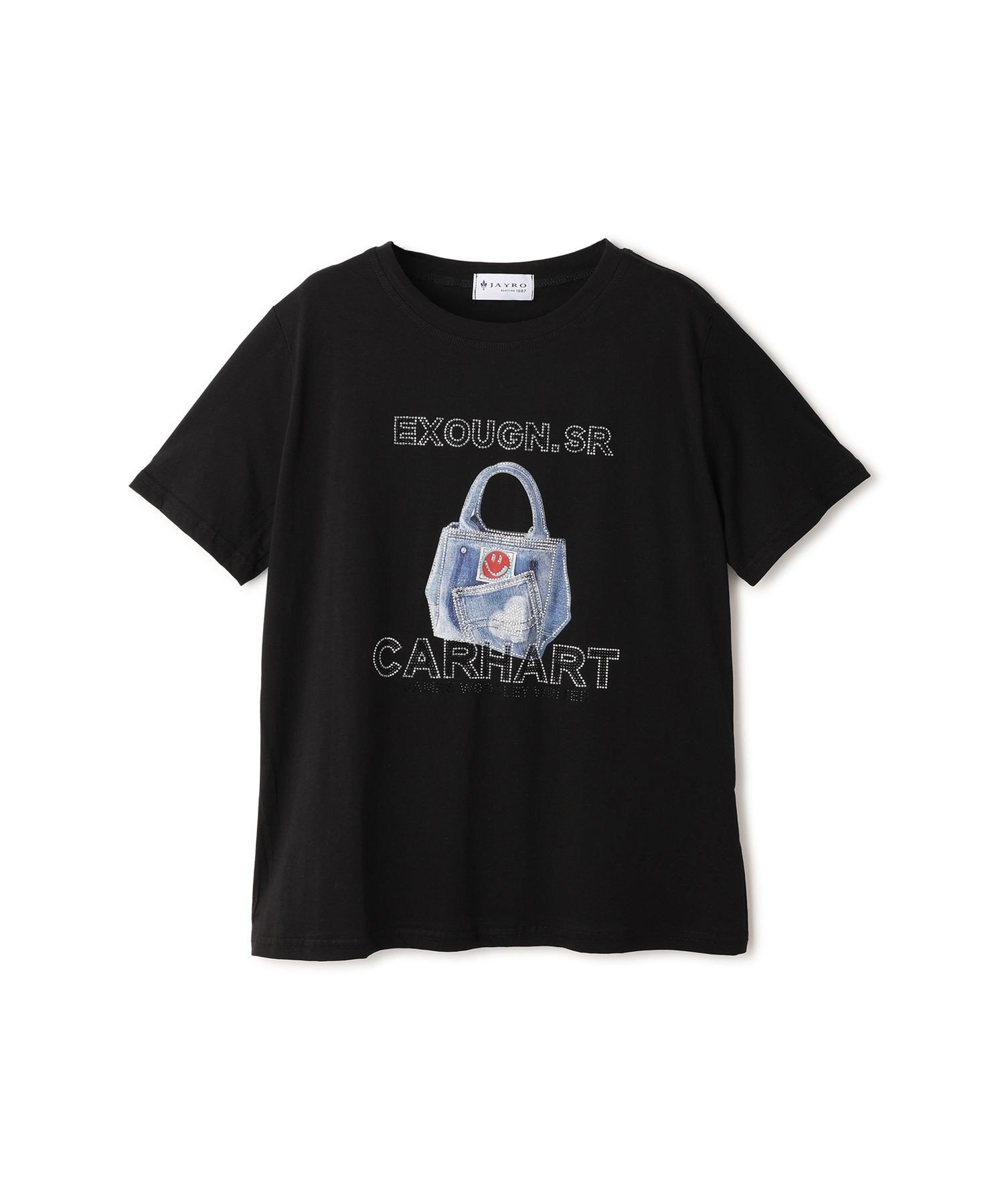 JAYRO バッグプリントロゴTシャツ ジャイロ トップス カットソー・Tシャツ ブラック ホワイト