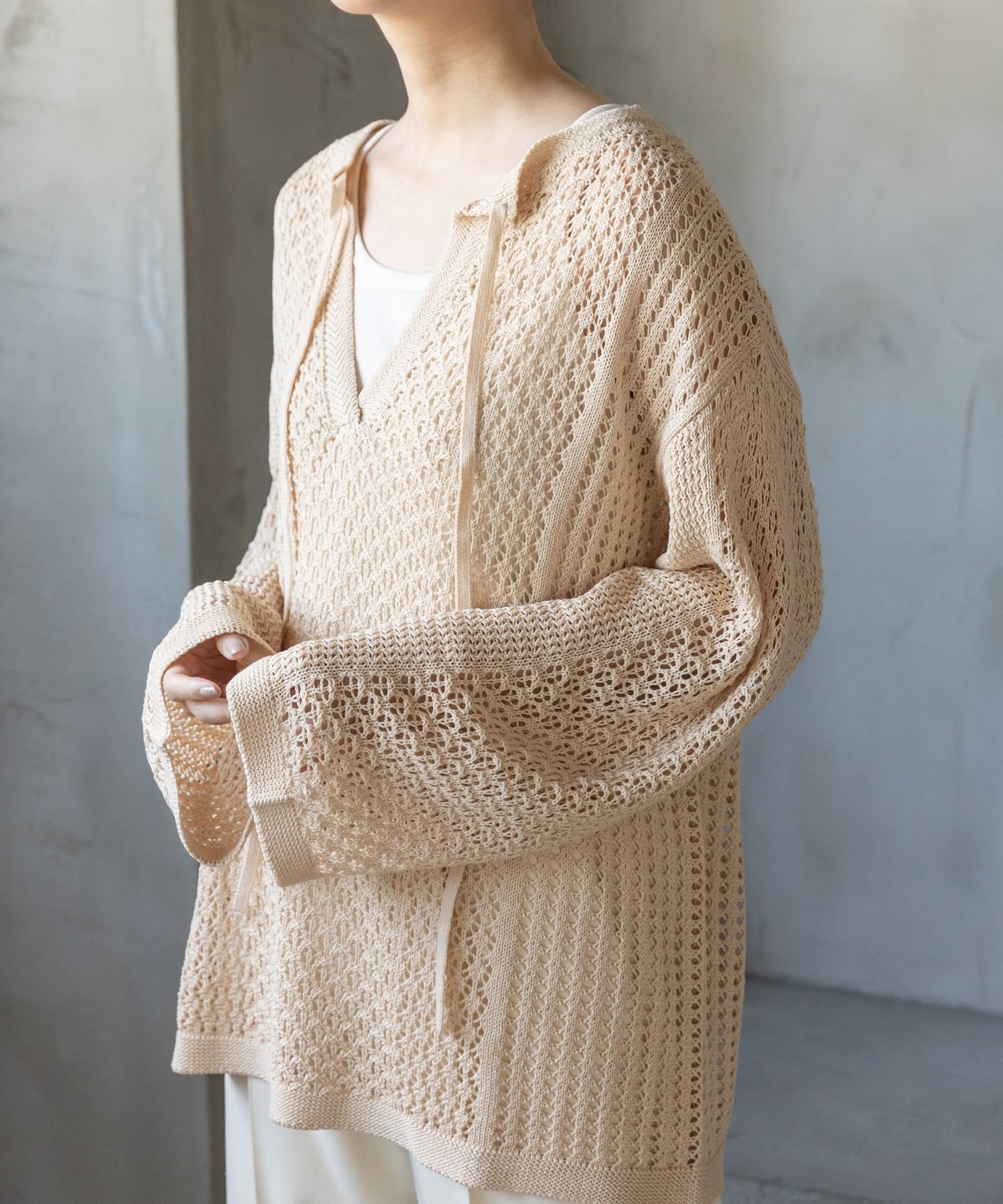 LOWRYS FARM (W)2WAYキリカエメッシュLS ローリーズファーム トップス ニット ホワイト グリーン ブラック【送料無料】のサムネイル