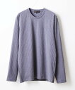 MK MICHEL KLEIN homme ストライプカットソー ミッシェルクランオム トップス カットソー・Tシャツ グレー カーキ パープル ホワイト