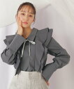 ジル スチュアート 服 レディース JILL by JILL STUART ◇リボンツキラッフルブラウス ジル バイ ジル スチュアート トップス シャツ・ブラウス グレー ホワイト【送料無料】