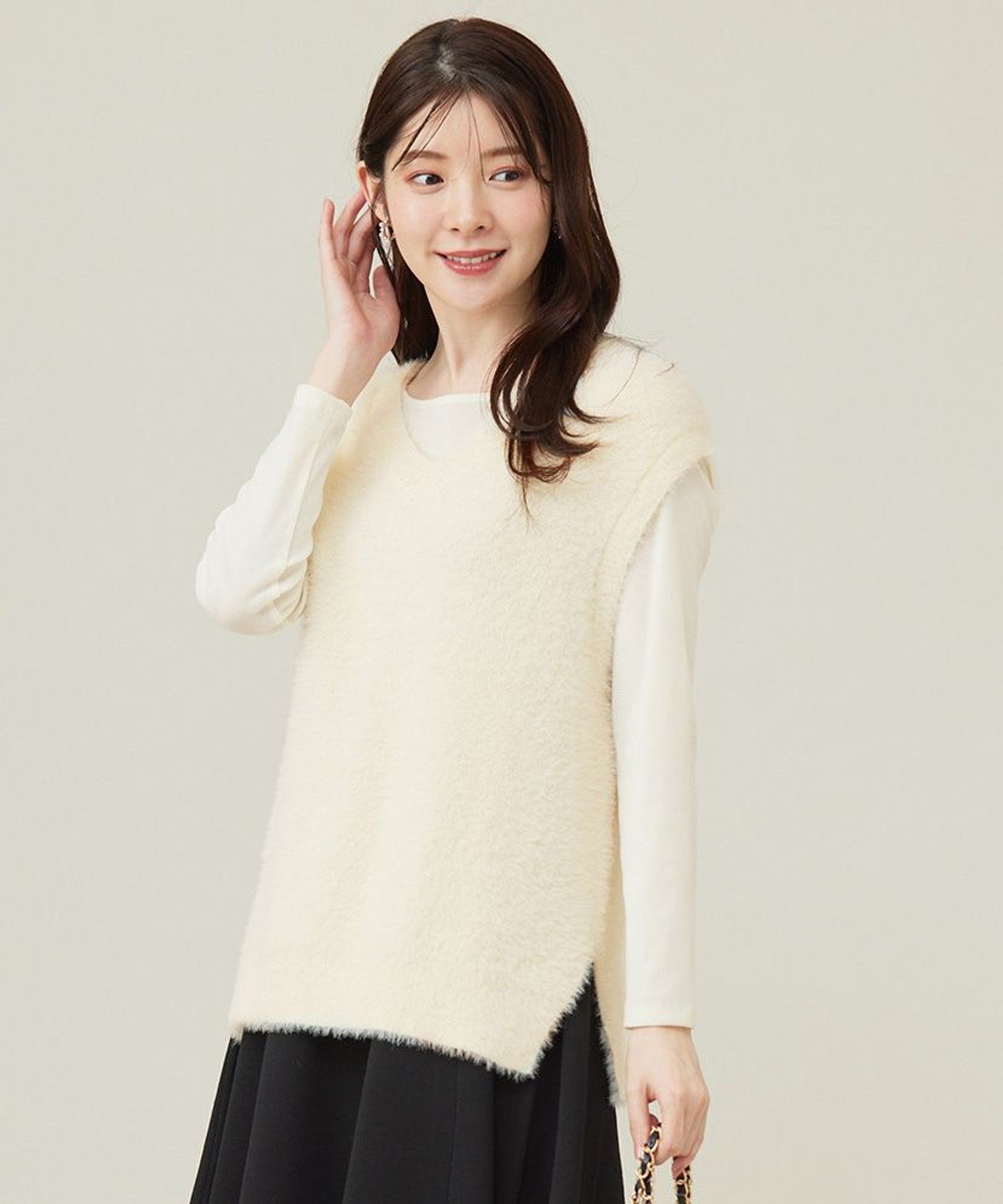 【SALE／50%OFF】ANY SIS L 【前後着用可】シャギーニット ベスト エニィスィス トップス ベスト・ジレ..