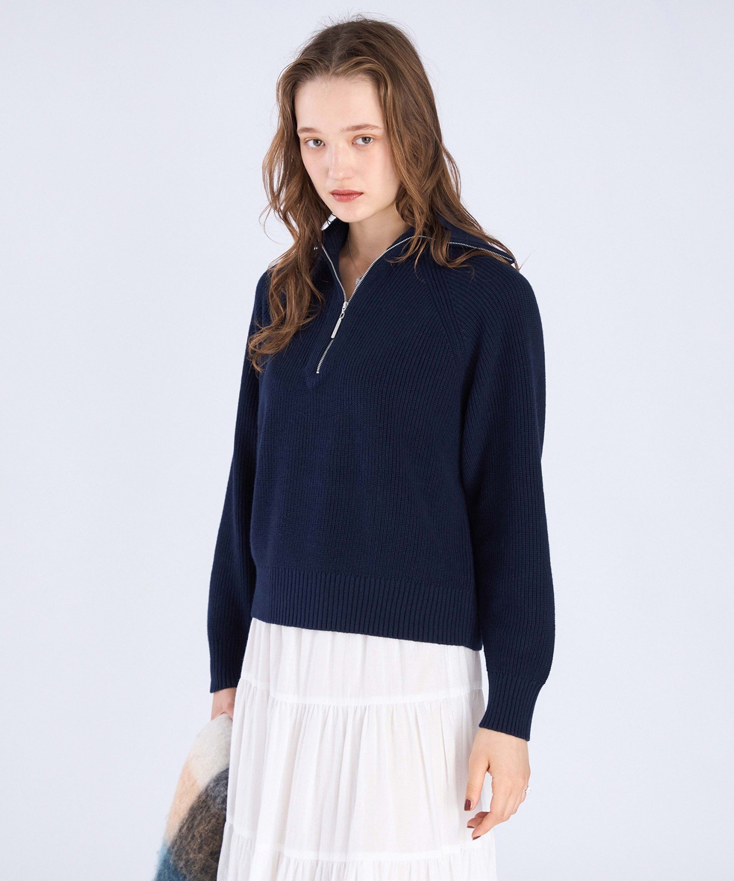 . 【Outlet】ハーフジップ ニット プルオーバー アニエスベー トップス ニット ネイビー