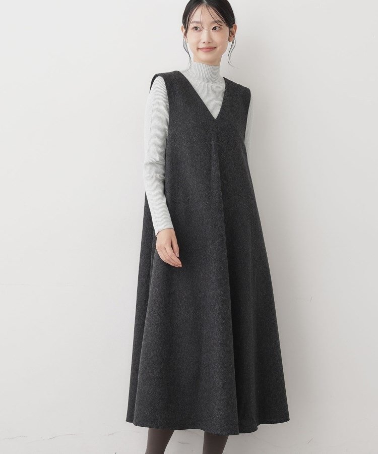 【SALE／10%OFF】Dessin 【洗える】Vネックジャンパースカート デッサン ワンピース・ドレス その他の..