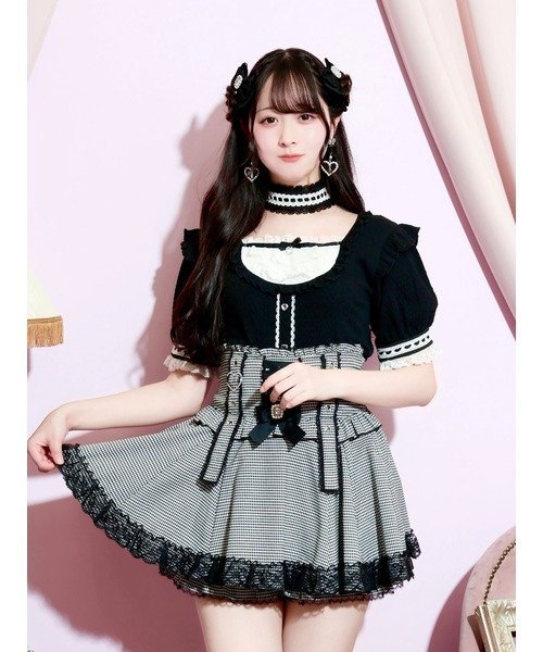 NOEMIE チョーカー付きハートケーブルカットソー ノエミー トップス カットソー・Tシャツ ピンク ブルー ホワイト