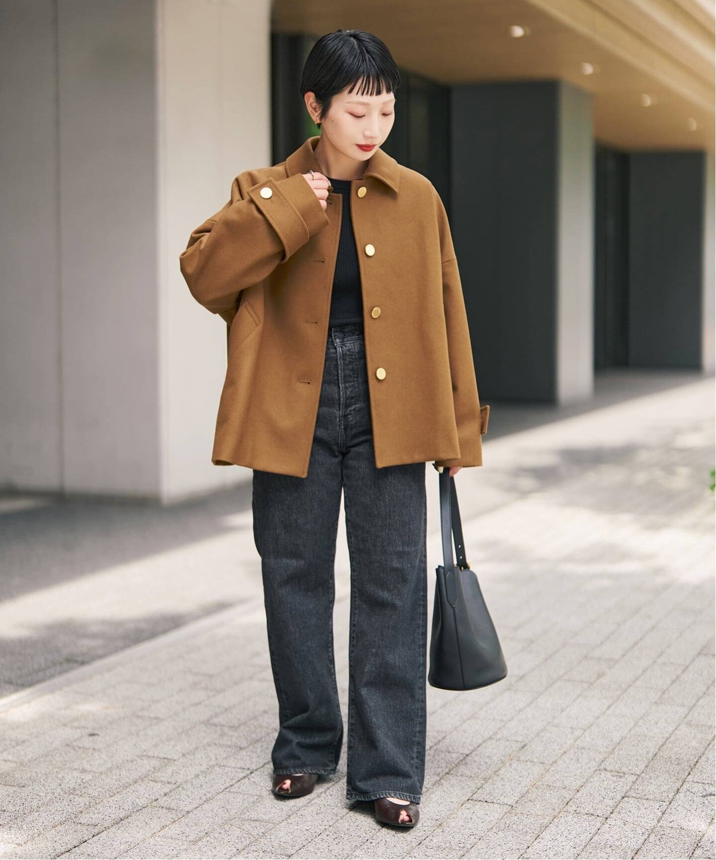 Spick & Span 《40周年 別注 / 予約》Traditional Weatherwear MALTON B/T SHORT* スピックアンドスパン ジャケット・アウター ステンカラーコート ネイビー ブラウン