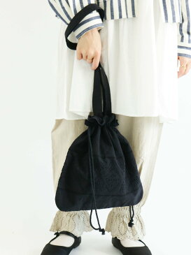 【SALE/56%OFF】Samansa Mos2 カットワーク刺繍巾着バッグ サマンサモスモス バッグ バッグその他 ホワイト グレー ブラック