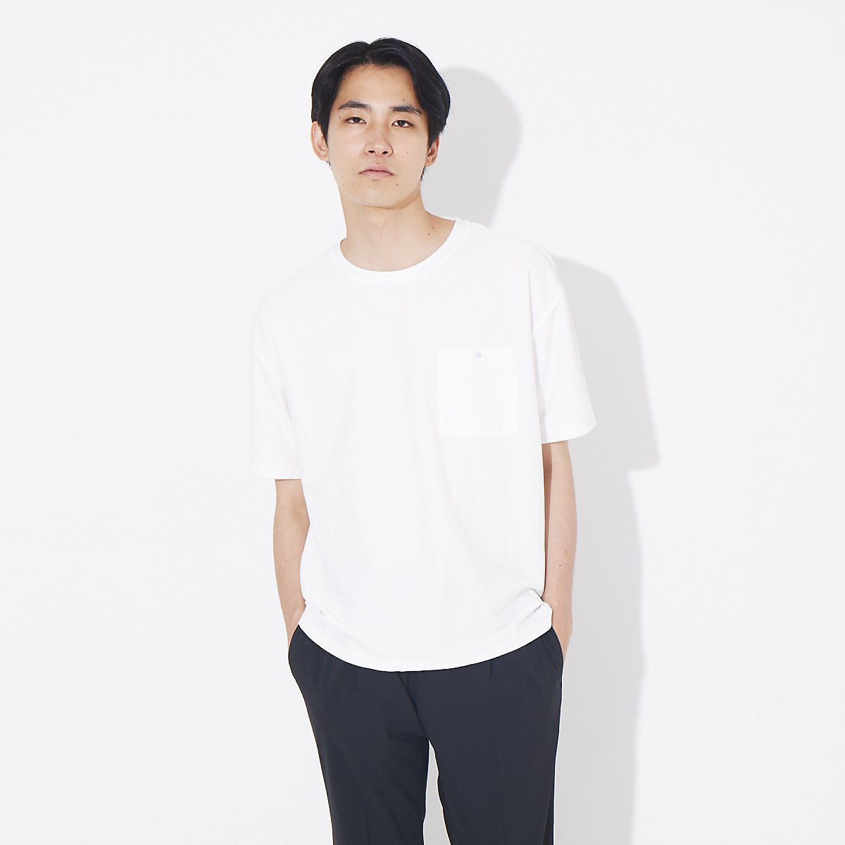 カルゼ ワンボタン ポケット カラー Tシャツ アバハウス トップス カットソー・Tシャツ ホワイト ブルー ブラック レッド