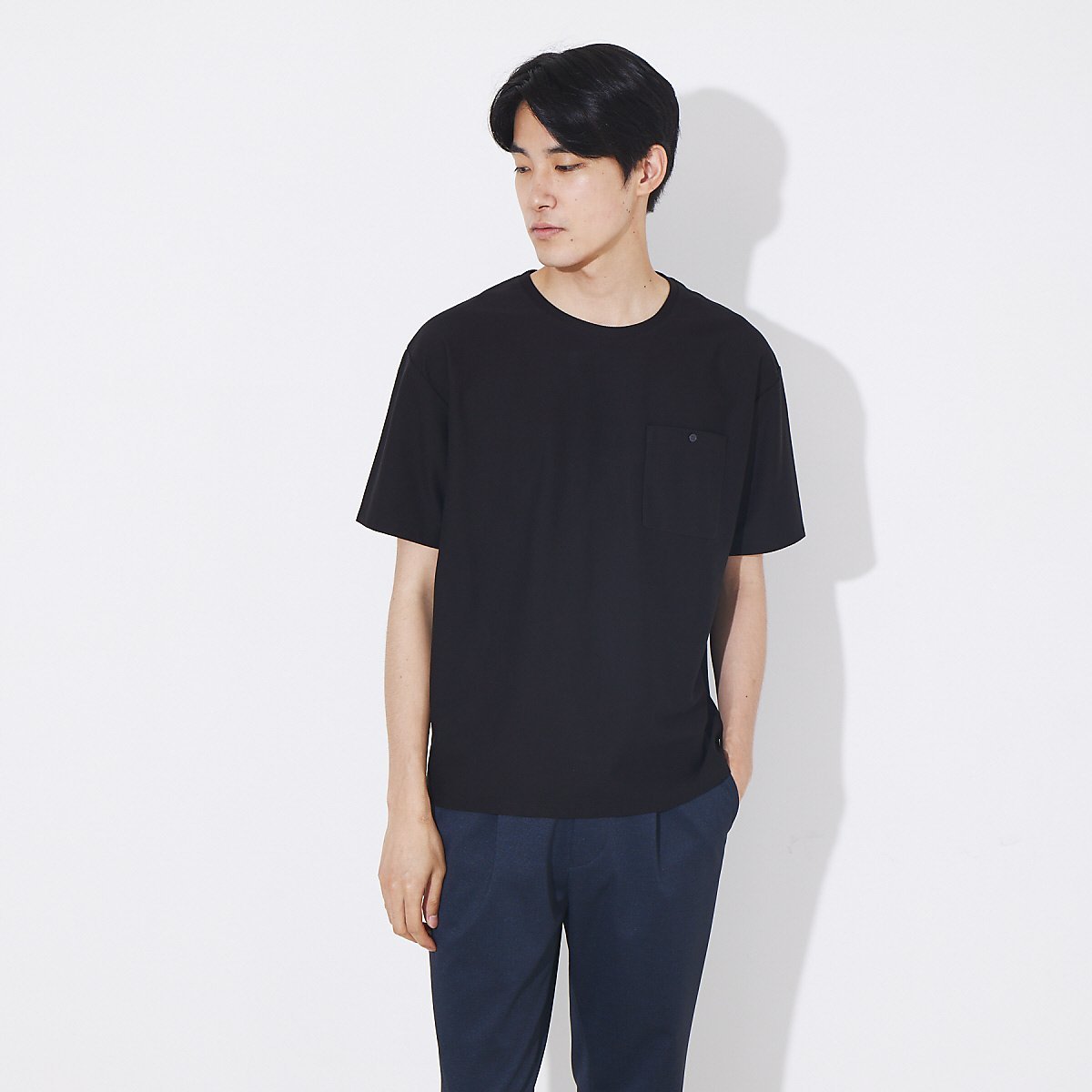 カルゼ ワンボタン ポケット カラー Tシャツ アバハウス トップス カットソー・Tシャツ ホワイト ブルー ブラック レッド