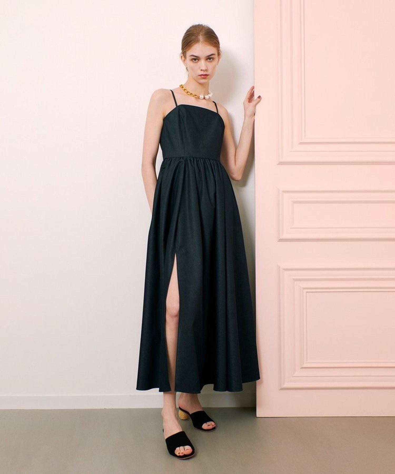 LOULOU WILLOUGHBY ◇【LOULOU WILLOUGHBY】シャンブレーベアワンピース アルアバイル ワンピース・ドレス その他のワンピース・ドレス ネイビー