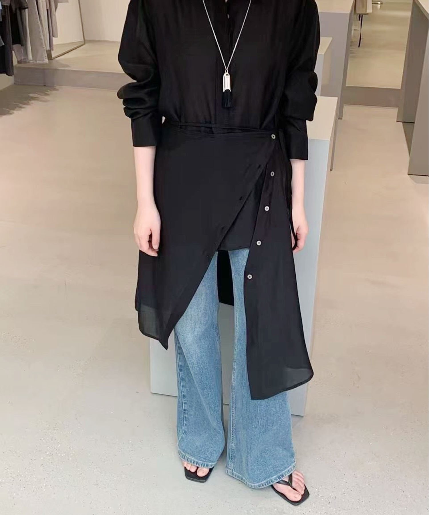 【SALE／20%OFF】DECADE CLASSIC 【DECADE CLASSIC】 アシンメトリーシアースカート ディケイドクラシック スカート ロング・マキシスカート ブラック ベージュ