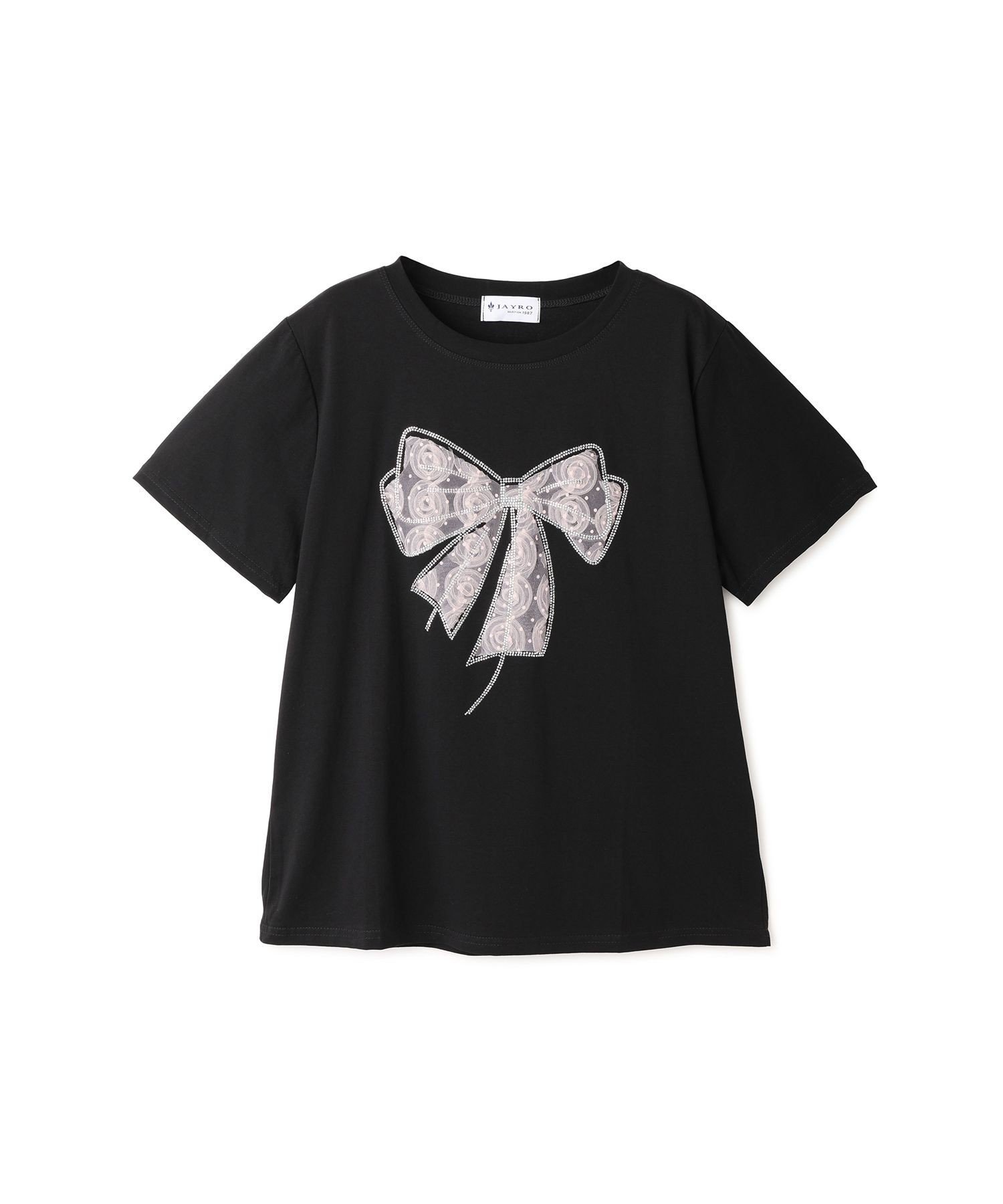 JAYRO リボン半袖Tシャツ ジャイロ トップス カットソー・Tシャツ ブラック ホワイト