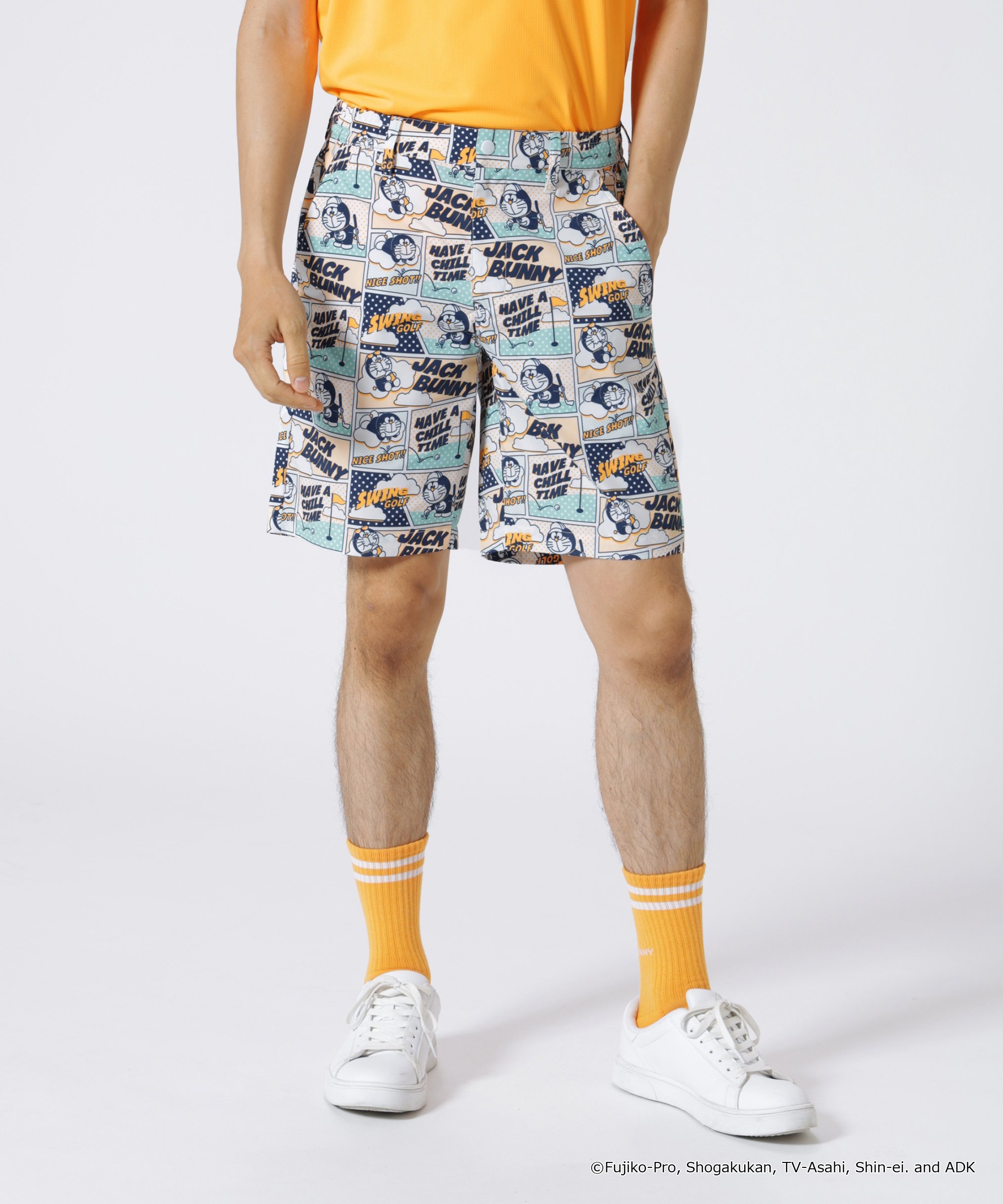 Jack Bunny!! ストレッチミニリップ 総柄ショートパンツ ジャックバニー パンツ その他のパンツ ネイビー オレンジ