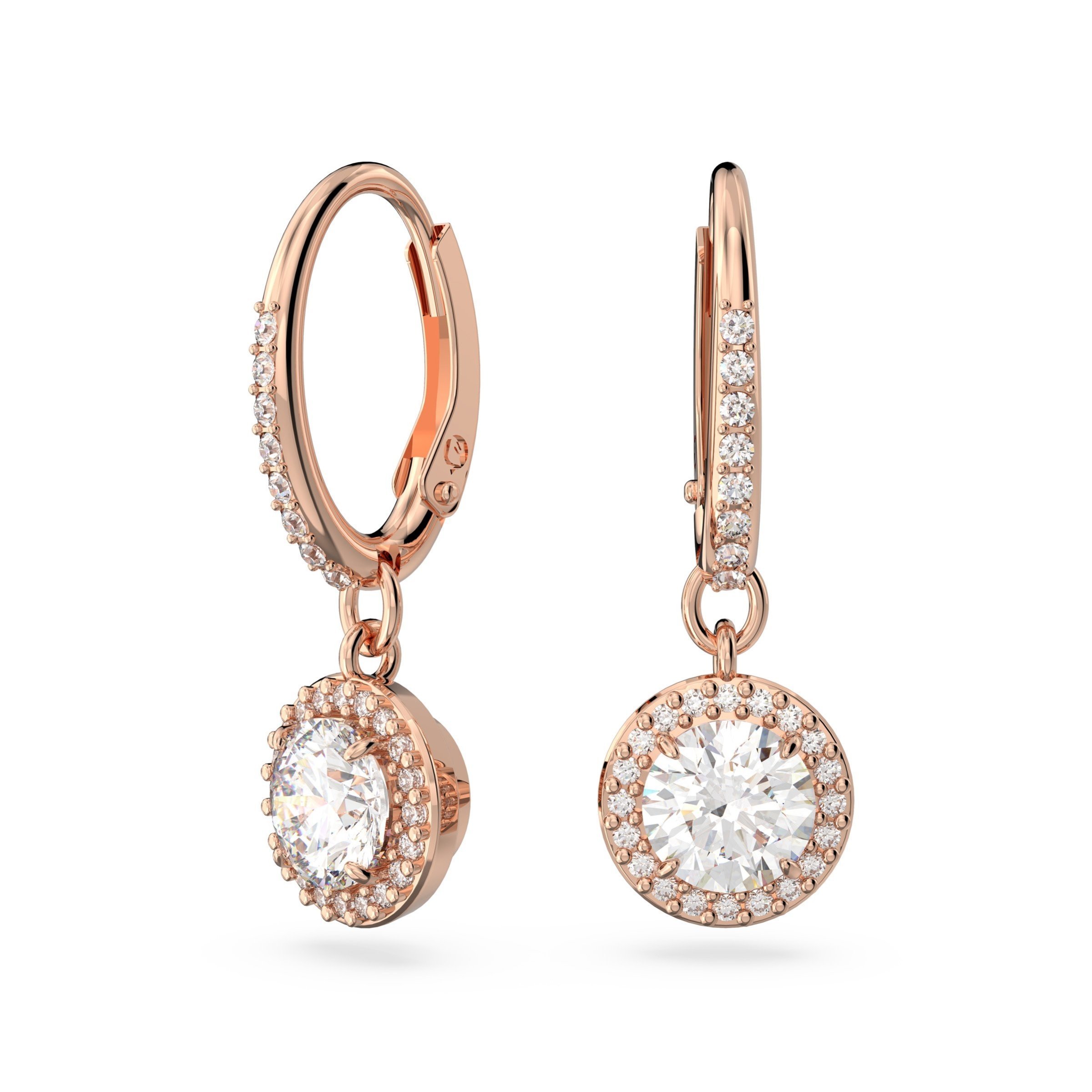 スワロフスキー ピアス（レディース） SWAROVSKI 【公式】【スワロフスキー】Constella ドロップピアス, ラウンドカット, パヴェ, ホワイト, ローズゴールドトーン・プレーティング スワロフスキー アクセサリー・腕時計 ピアス ゴールド【送料無料】