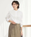 【SALE／40 OFF】J.PRESS LADIES L 【洗える】 コンパクトコットン ストライプ バンドカラー ブラウス ジェイプレス トップス シャツ ブラウス ホワイト ネイビー【送料無料】