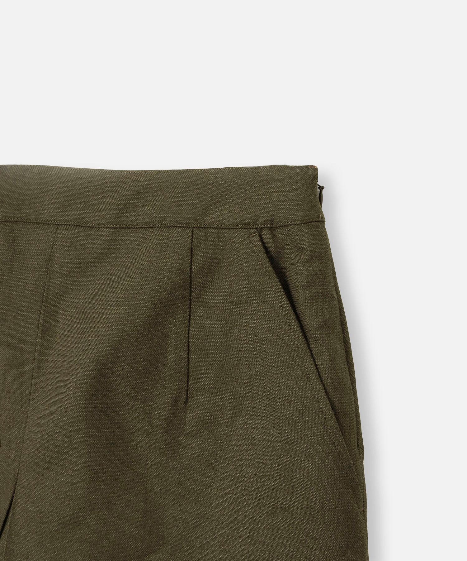 ◇リネン混シャークスキンショートパンツ アルアバイル パンツ その他のパンツ カーキグリーン