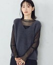 【SALE/30%OFF】COMME CA ISM 【ウォッシャブル】シャギー Vネックベスト コムサイズム トップス ベスト・ジレ グレー ブルー(4)