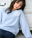 【SALE/50%OFF】Feroux 【洗える】ローズコサージュ ダンボールプルオーバー フェルゥ トップス スウェット・トレーナー グレー ホワイト ピンク...