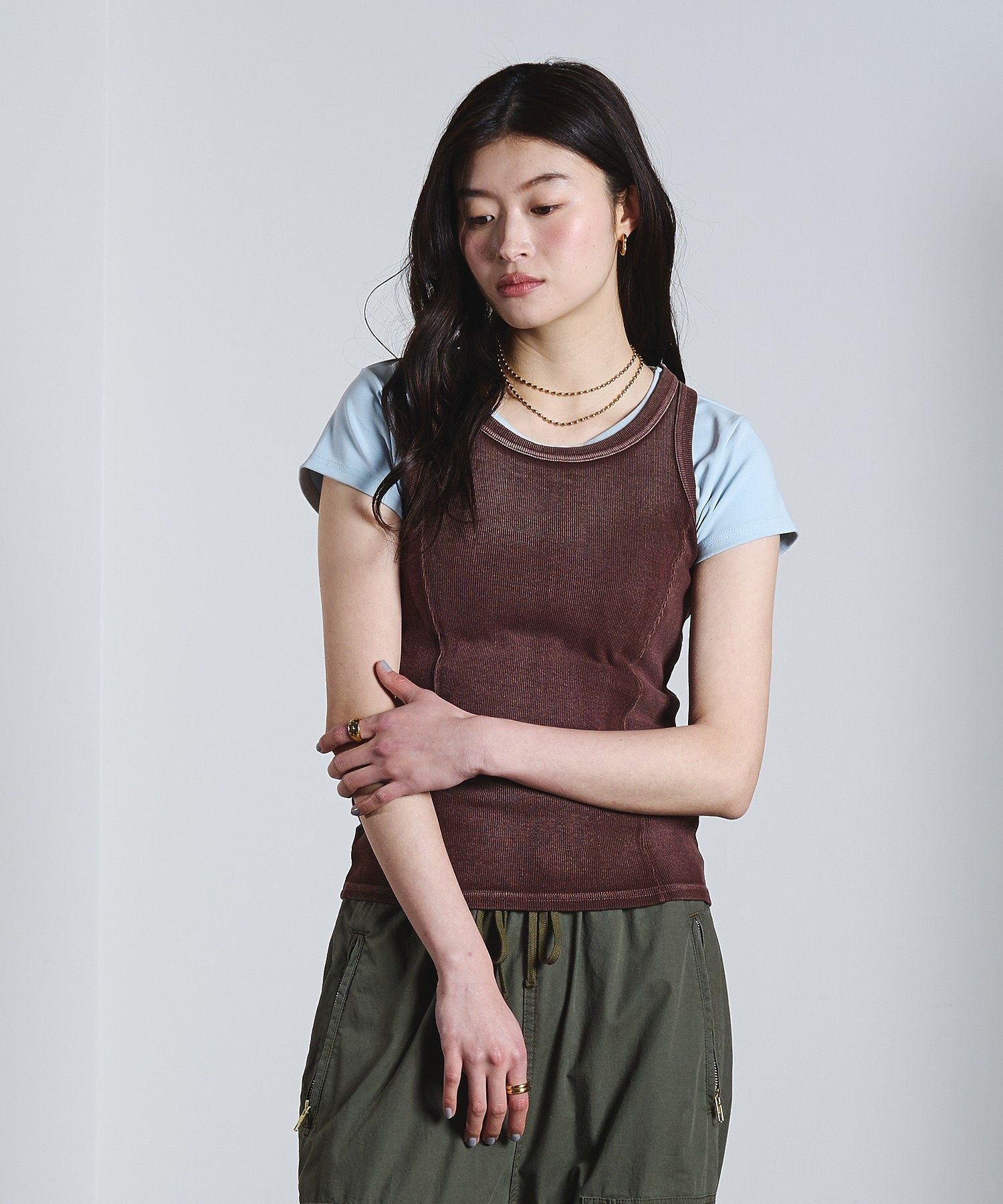 ROSE BUD BASIC TANKTOP ローズバッド トップス カットソー・Tシャツ ホワイト ブラック ブラウン ベージュ