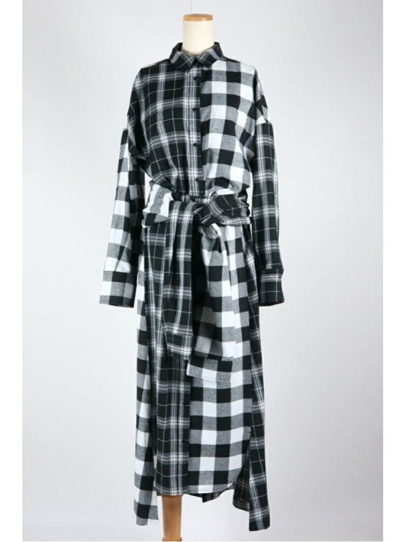 AULA AILA 3WAY CHECK SHIRT DRESS アウラアイラ ワンピース・ドレス シャツワンピース ブラック ネイビー【送料無料】