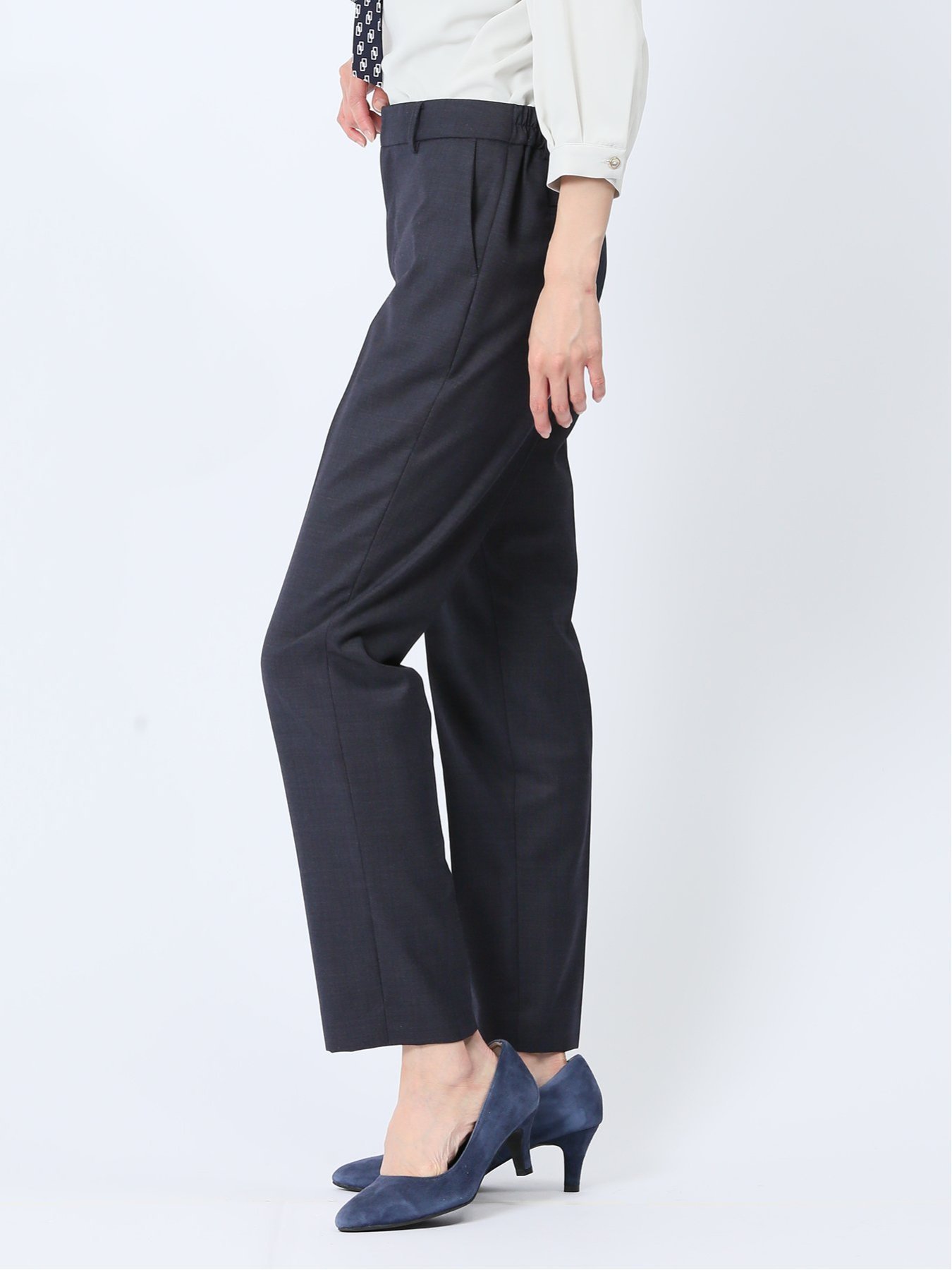 【SALE／50%OFF】m.f.editorial ウール混インディゴ調 テーパードパンツ(セットアップ可能) タカキュー スーツ・フォーマル スーツパンツ ネイビー【送料無料】