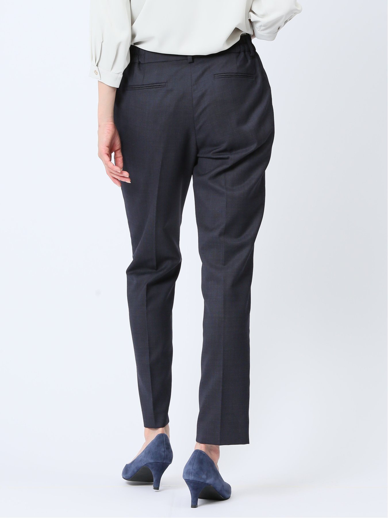 【SALE／50%OFF】m.f.editorial ウール混インディゴ調 テーパードパンツ(セットアップ可能) タカキュー スーツ・フォーマル スーツパンツ ネイビー【送料無料】