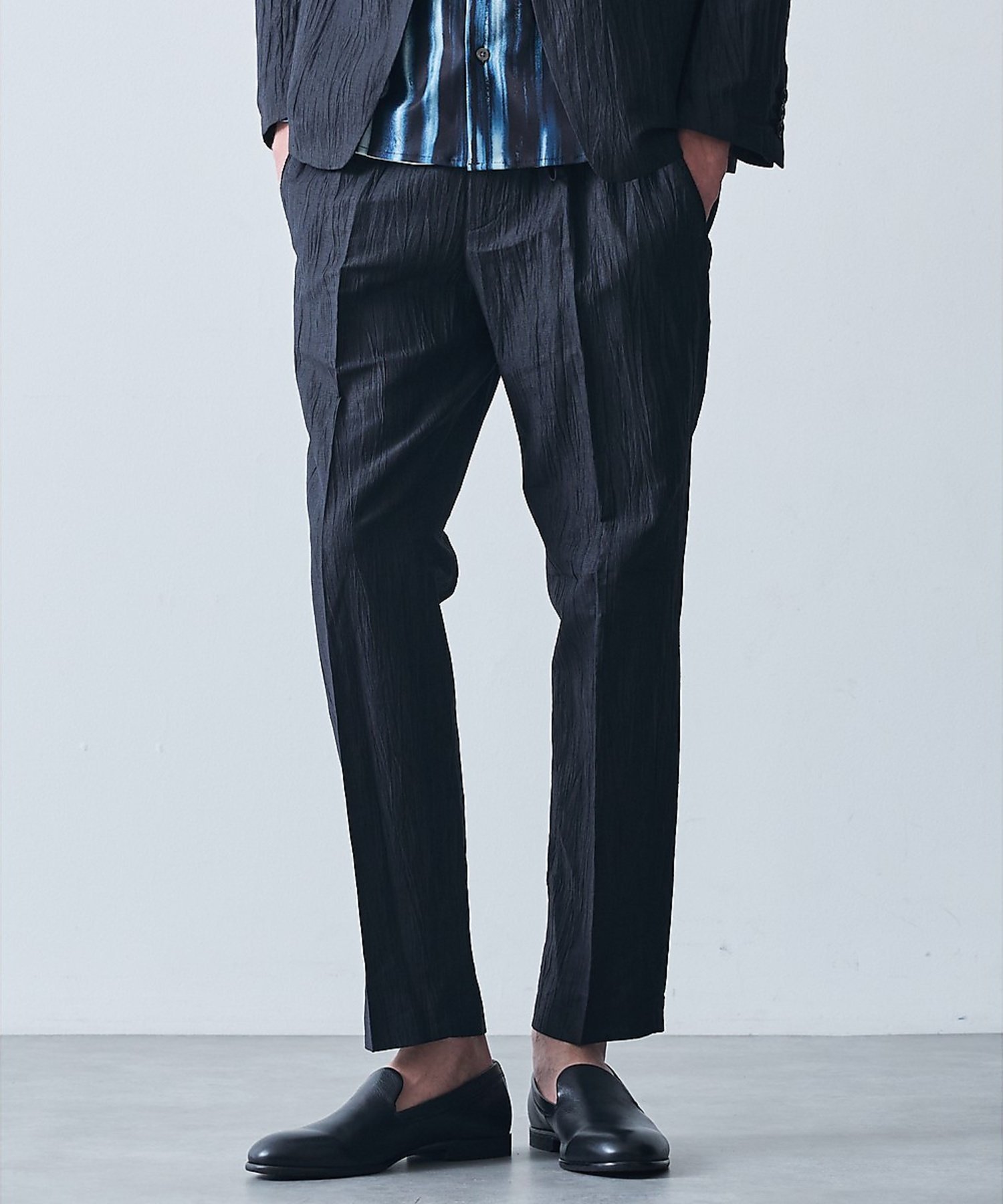 5351POUR LES HOMMES 【セットアップ対応】コットン ワッシャー プリント パンツ ゴーサンゴーイチプールオム パンツ スラックス・ドレスパンツ ブラック ホワイト