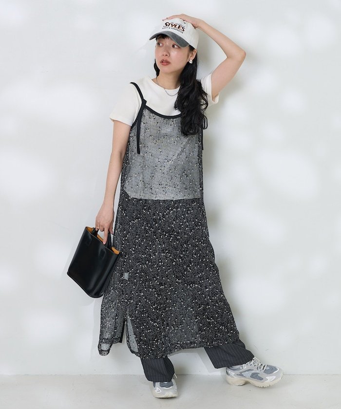 【SALE／25%OFF】FREAK'S STORE ネップメッシュキャミワンピース 25SS フリークスストア ワンピース・..