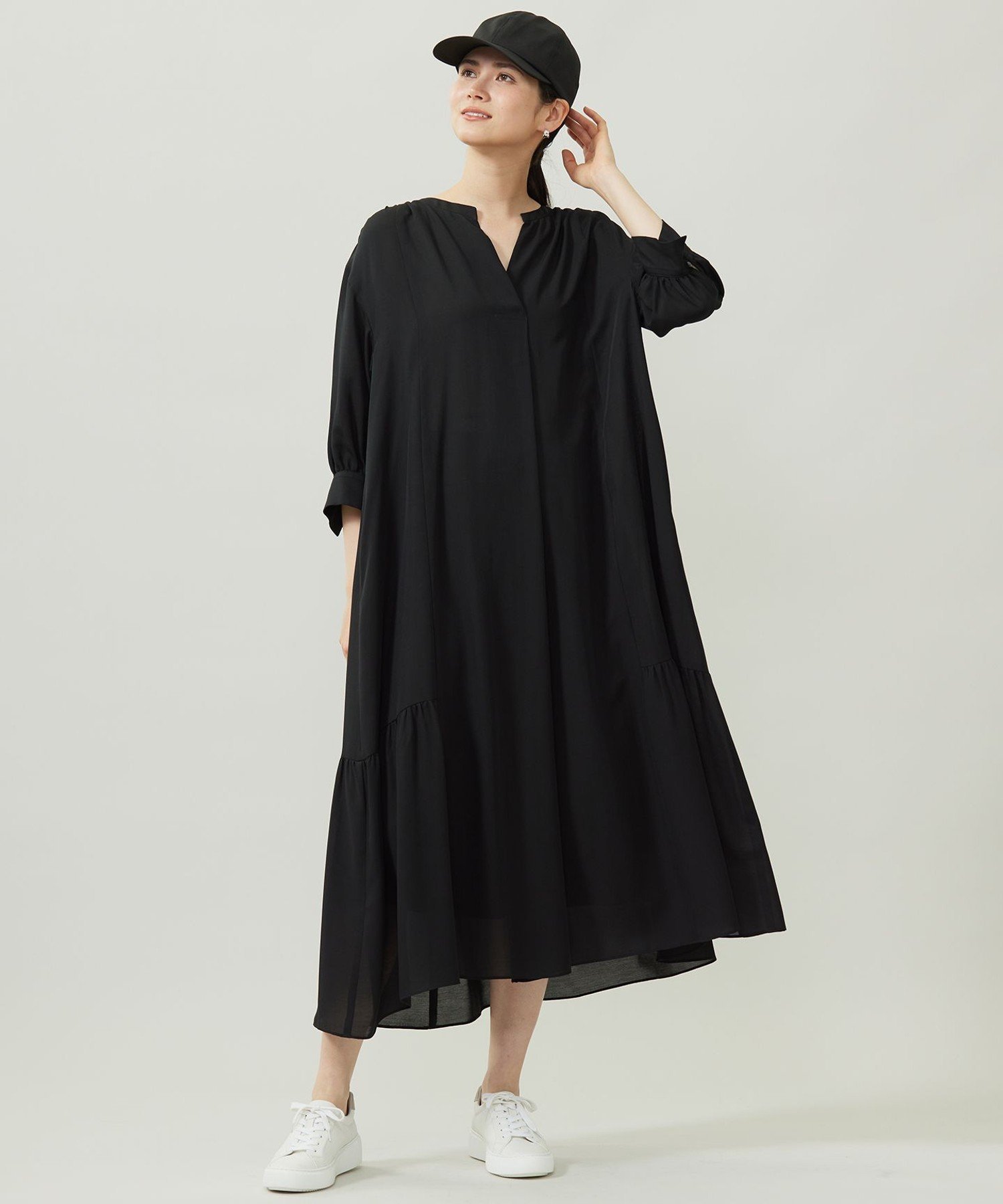 【SALE／50%OFF】自由区 【カタログ掲載】ソフトシルクビエラ ワンピース ジユウク ワンピース・ドレス ワンピース ネイビー ベージュ【送料無料】 stylife-15250567 Rakuten Fashion サンプル画像2
