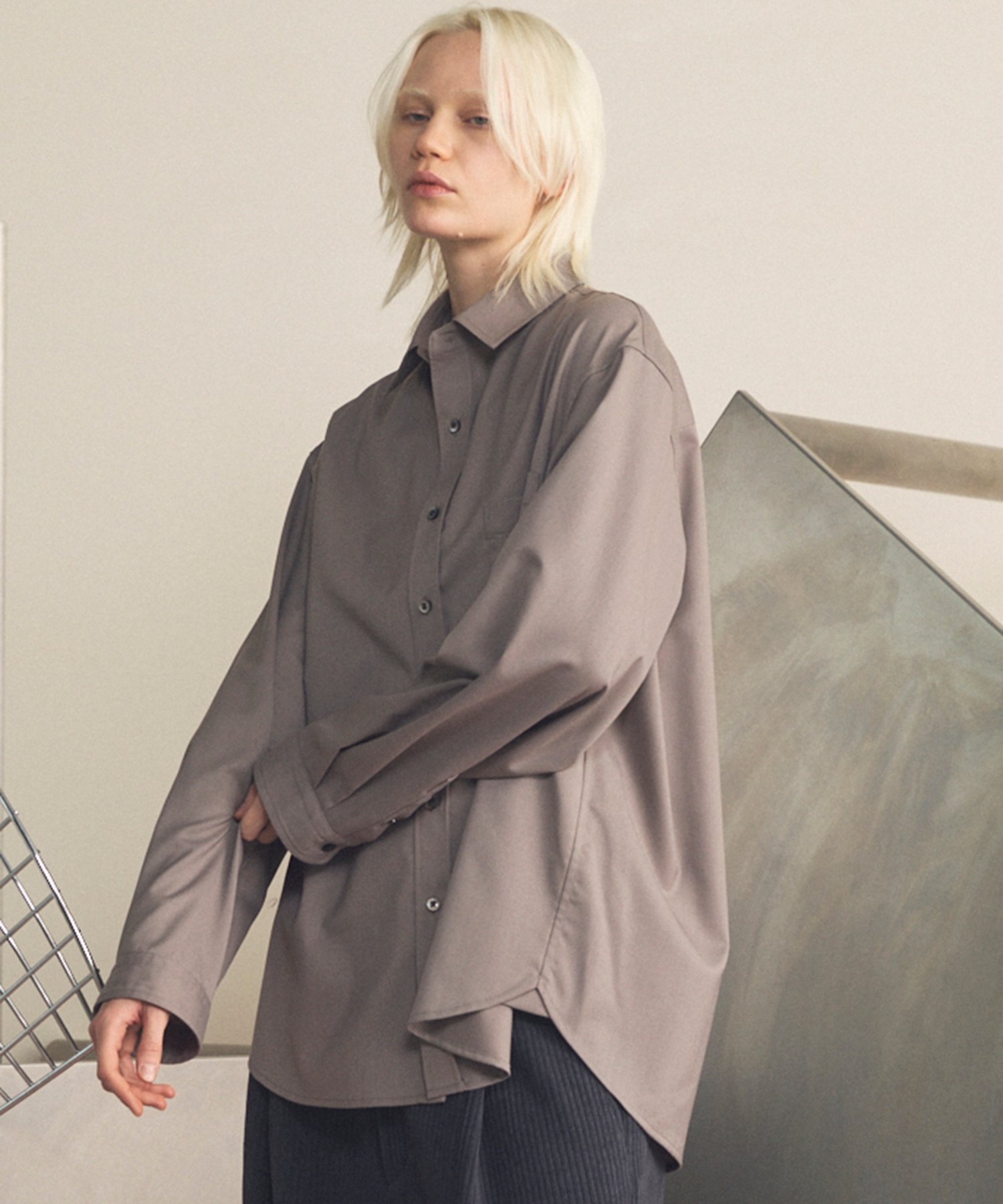 MAISON SPECIAL T/W Prime-Over Long Sleeve Shirt メゾンスペシャル トップス シャツ・ブラウス ネイビー ブラック ベージュ