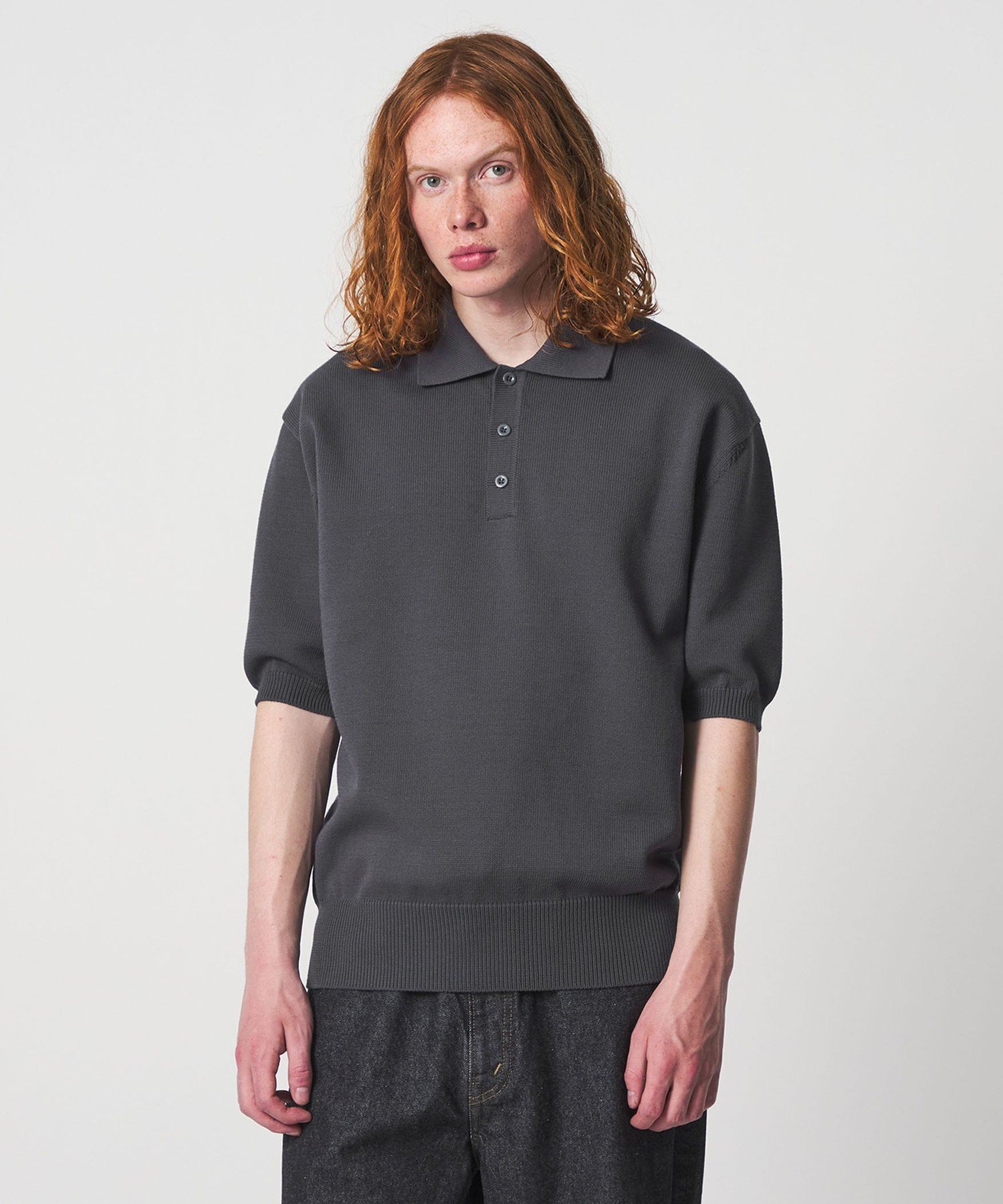 UNITED ARROWS SONS ＜UNITED ARROWS SONS＞ CHARLIE KNIT PL/ニットポロ ユナイテッドアローズ トップス ニット グレー ブラック【送料無料】