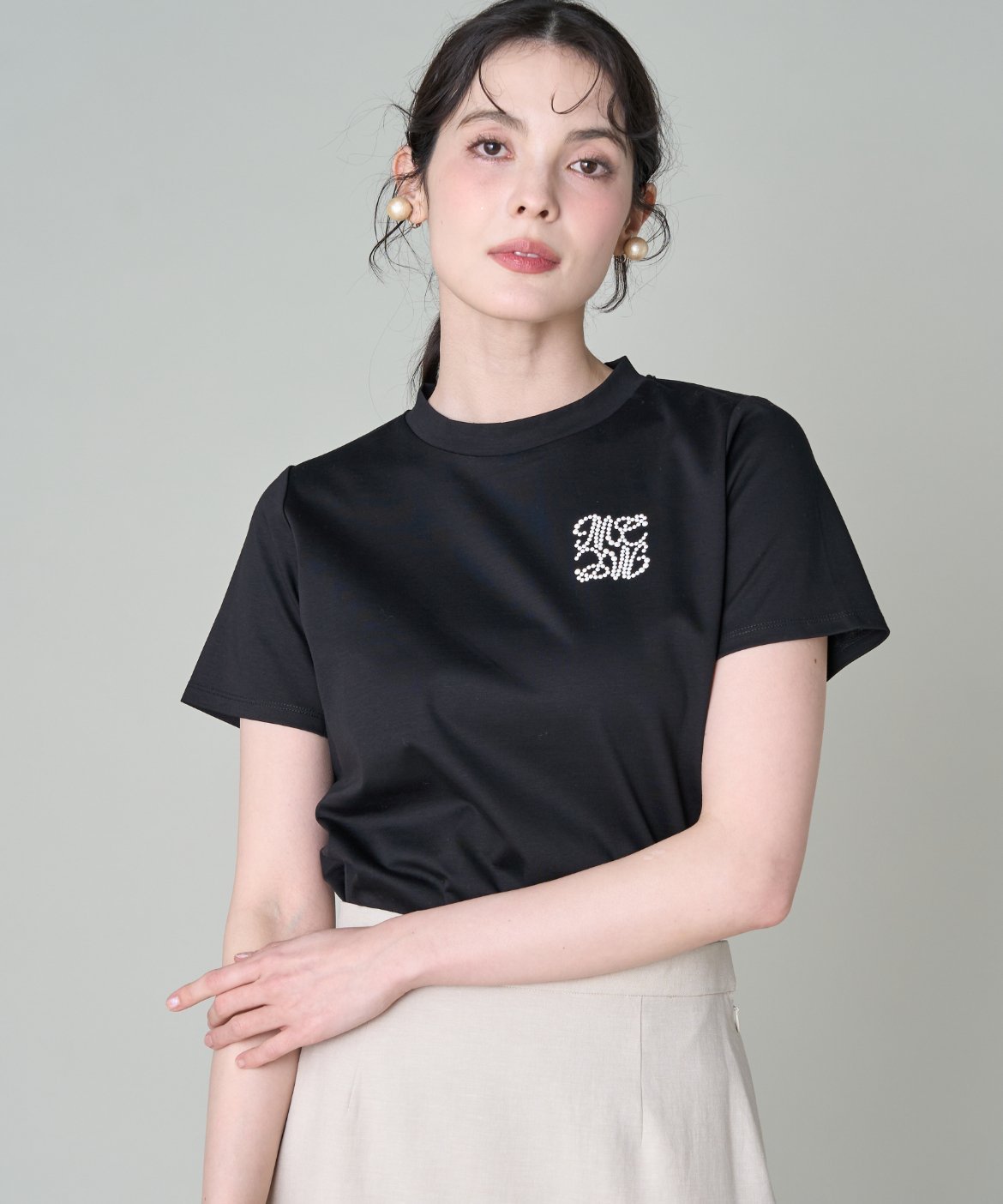 Maglie par ef-de LOVERコンパクトTシャツ｜毎日に寄り添う名品T マーリエ ル カセット トップス カットソー・Tシャツ ブラック ホワイト