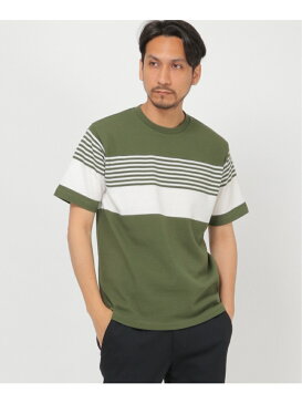 【SALE/50%OFF】ikka パイナップルパネルボーダーT イッカ カットソー Tシャツ グリーン ブラック ネイビー