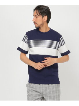 【SALE/50%OFF】ikka パイナップルパネルボーダーT イッカ カットソー Tシャツ グリーン ブラック ネイビー