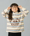 and D.petitmain 【男女リンク】カレッジプリントラガーロンT ナルミヤオンライン トップス カットソー・Tシャツ グレー グリーン ベージュ
