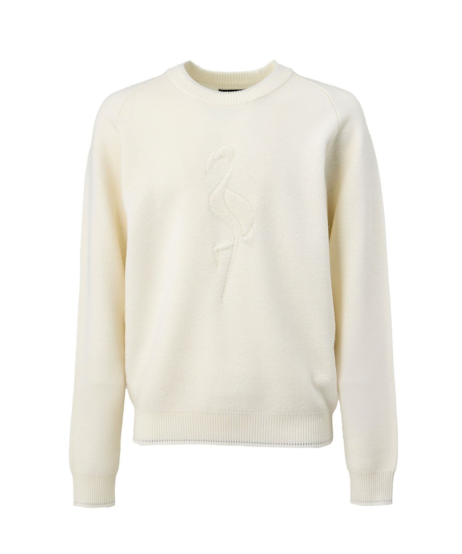 JUN&ROPE' 【NOIR】フラミンゴモチーフクルーセーター ジュンアンドロペ トップス ニット ブラック グレー ホワイト【送料無料】