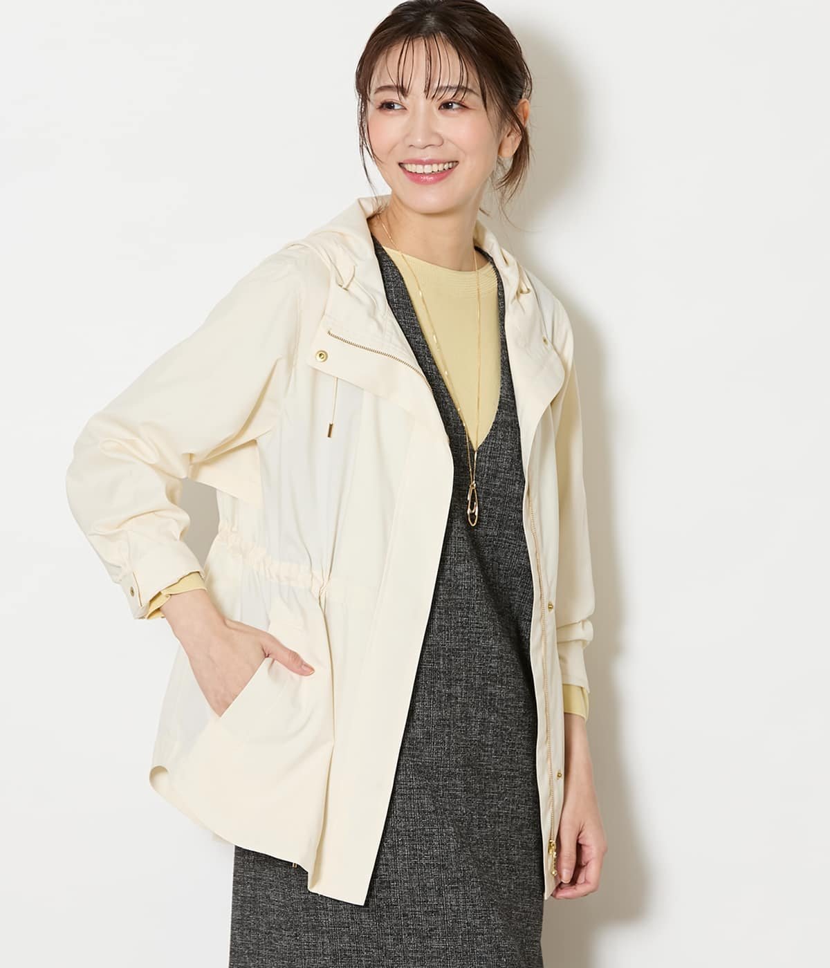 NEWYORKER WOMEN L-SIZE 【L】【撥水・ウォッシャブル】ライトタフタ フーデットアウター ニューヨーカー エルサイズ ジャケット・アウター その他のジャケット・アウター ホワイト ネイビー