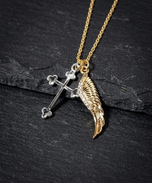 GA Wing Cross Necklace ジャックローズ アクセサリー・腕時計 ネックレス ゴールド シルバー